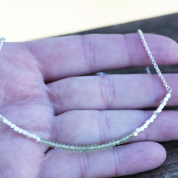 Handmade Natural Peridot Necklace Handmade Sterling Silver, August Birthstone - Picture 2 of 4